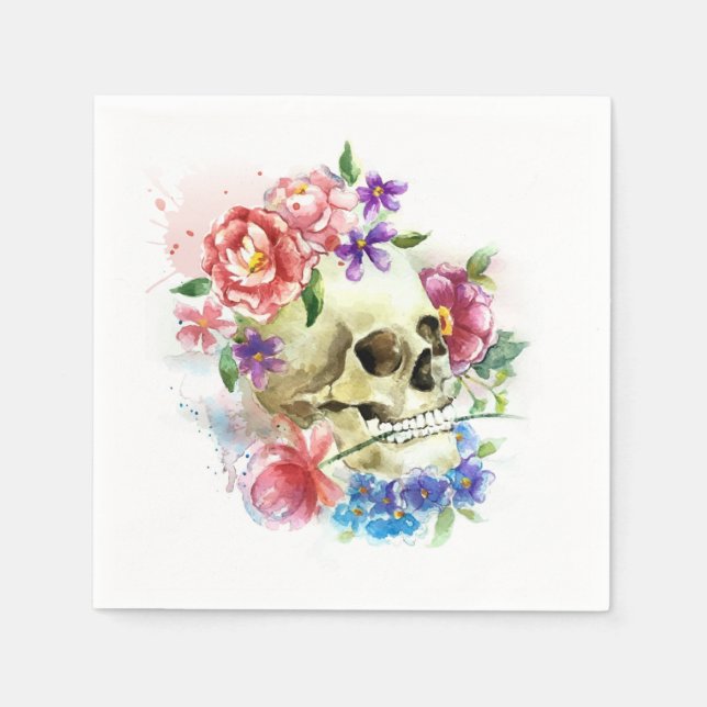 Floral Skull Dia de los Muertos | Napkin (Front)