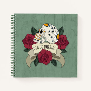 Floral Skull Dia de los Muertos Notebook