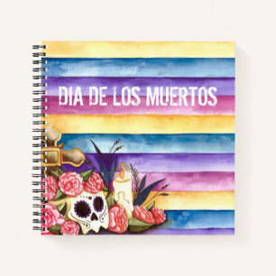 Floral Skull Dia de los Muertos   Notebook
