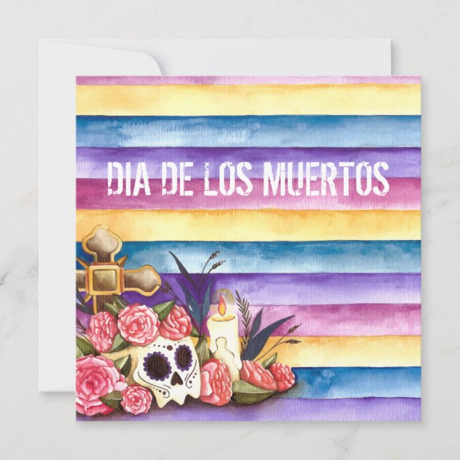 Floral Skull Dia de los Muertos Party Invitation (Front)