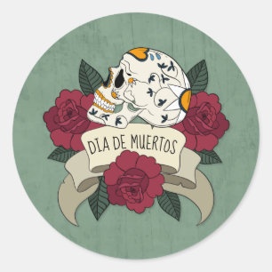 Floral Skull Dia de los Muertos Sticker