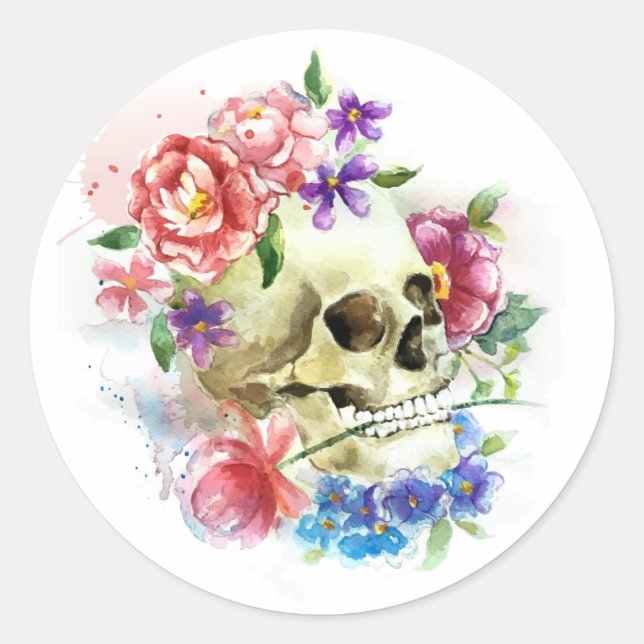 Floral Skull Dia de los Muertos | Sticker (Front)