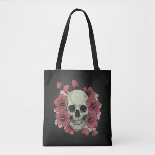 Floral Skull Dia de los Muertos Tote Bag