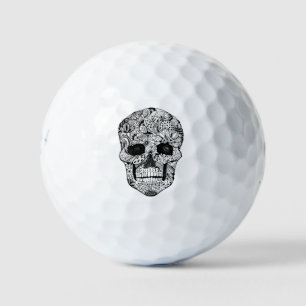 Floral Skull Doodle Golf Balls