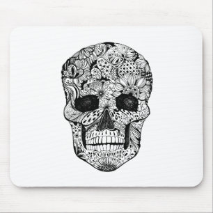 Floral Skull Doodle Mouse Mat