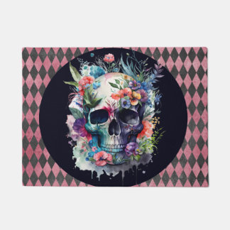 Floral Skull Doormat