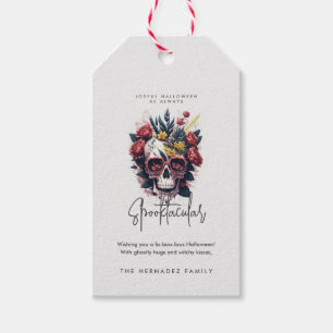 Floral Skull Faboolous Spooktacular Family Name  Gift Tags