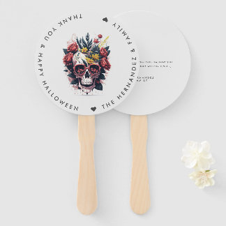 FLORAL SKULL Family Name Halloween Party Hand Fan