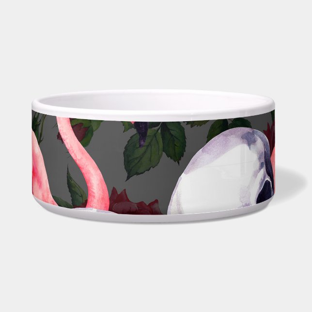 Floral skull, flamingo seamless pattern. (Front)