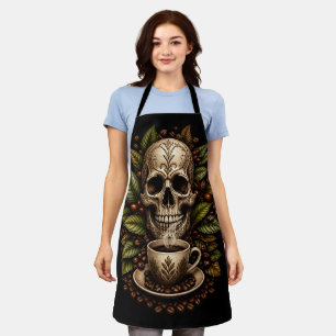 Floral Skull Gothic Vintage Graphic T-Shirt Apron