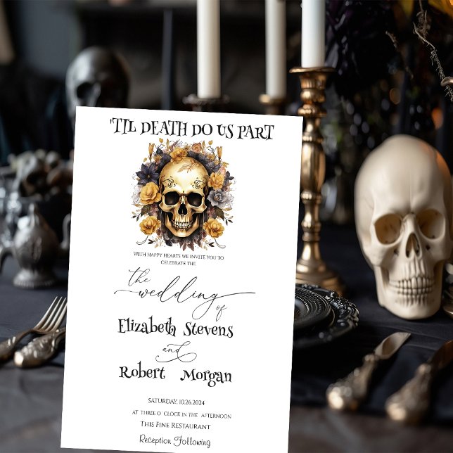 Floral Skull Gothic Wedding Invitation (Creator Uploaded)