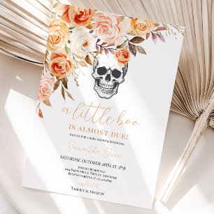 Floral Skull Halloween Baby Shower Invitation