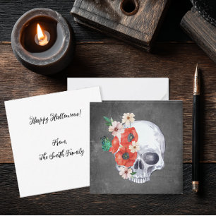 Floral Skull Halloween Card