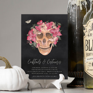 Floral Skull Halloween Costumes & Cocktails Party Invitation