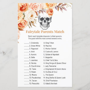 Floral Skull Halloween Fairytale Match Game