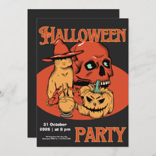 Floral Skull Halloween Foil Invitation Spooky Part