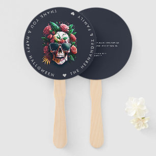 FLORAL SKULL Halloween Party Family Name Custom Hand Fan