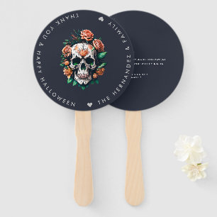 FLORAL SKULL Halloween Party Family Name Custom Hand Fan