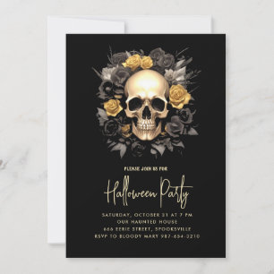 Floral Skull Halloween Party Invitation