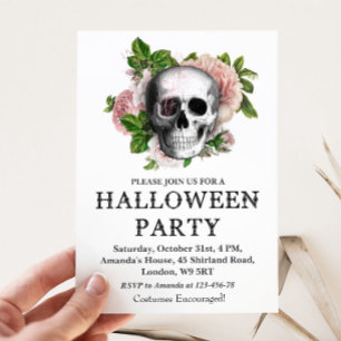 Floral Skull Halloween Party Invitation