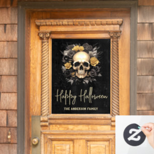 Floral Skull Halloween Party Window Cling