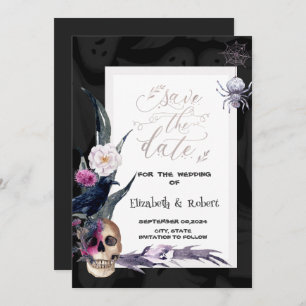 Floral Skull Halloween Wedding Save The Date