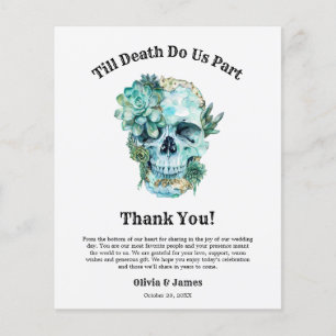 Floral Skull Halloween Wedding Thank You Card 