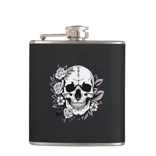 Floral Skull Hip Flask (Front)