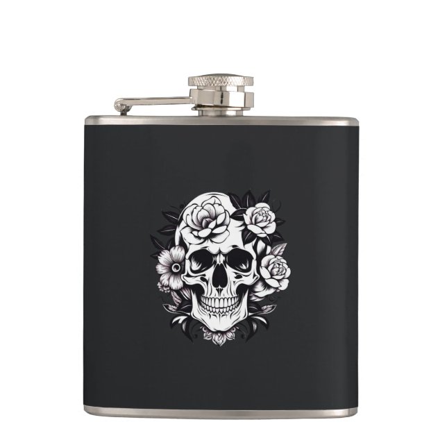 Floral Skull Hip Flask (Front)