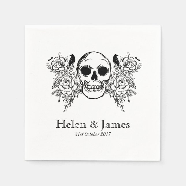 Floral skull illustration napkin (Front)