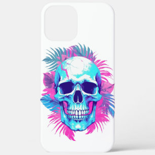 Floral Skull in Vaporwave Style iPhone 12 Pro Max Case