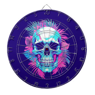 Floral Skull in Vaporwave Style Dartboard