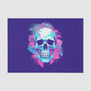 Floral Skull in Vaporwave Style Tissue Paper
