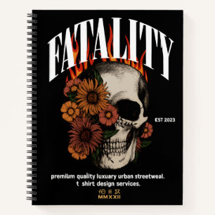 Floral Skull Inferno – Gothic Grunge Flame Notebook