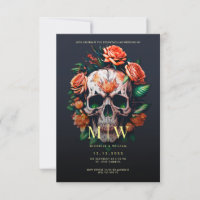 Floral Skull Monogram Halloween Wedding