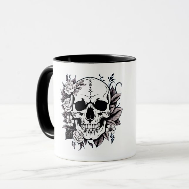 Floral Skull Mug (Front Left)
