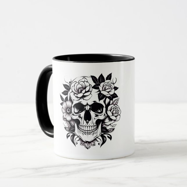 Floral Skull Mug (Front Left)