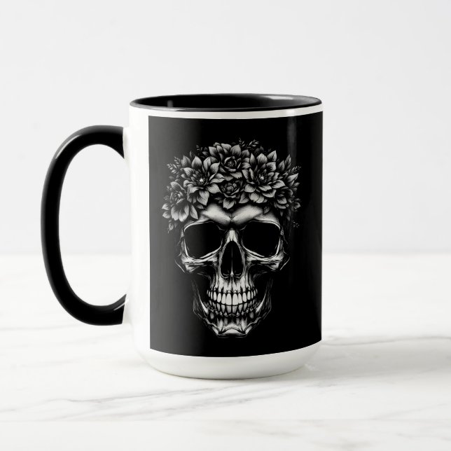 Floral Skull Mug (Left)