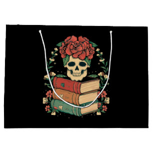 Floral Skull on your Books Large Gift Bag