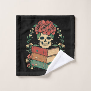 Floral Skull on your Books Wash Cloth