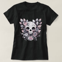 Floral Skull Pastel Gothic Coquette T Shirt