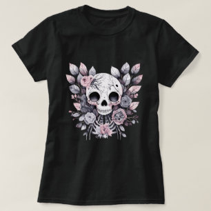 Floral Skull Pastel Gothic Coquette T Shirt
