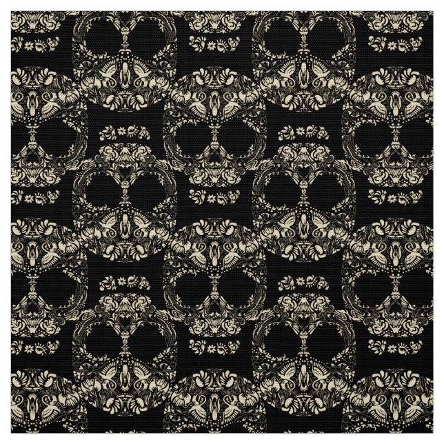 Floral skull pattern fabric (Swatch)