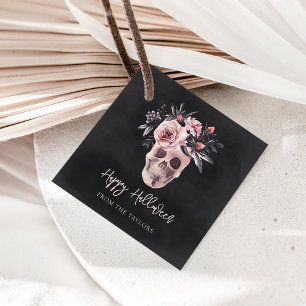 Floral Skull Personalised Halloween Favour Tags