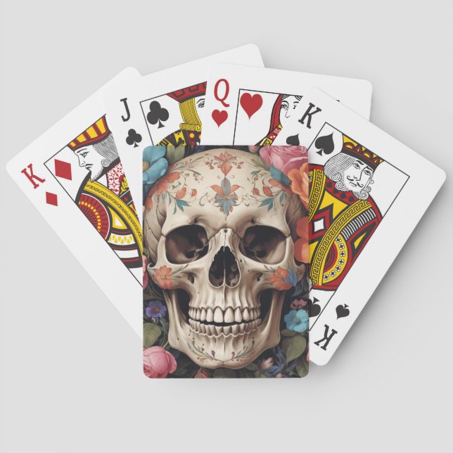 Floral skull playing cards (Back)