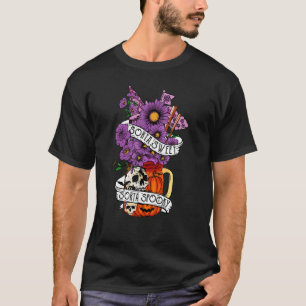 Floral Skull Pumpkin Sorta Sweet Sorta Spooky Fall T-Shirt