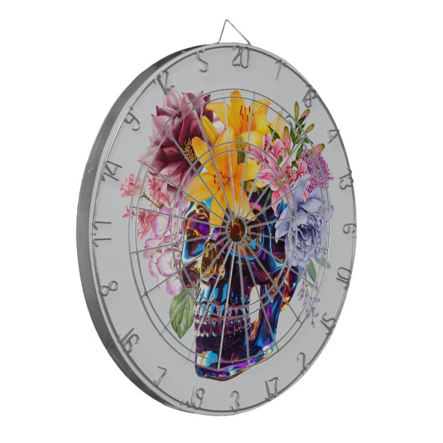 "Floral Skull Radiance" Dartboard (Front Left)