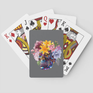 "Floral Skull Radiance" Playing Cards