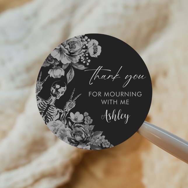Floral Skull RIP Twenties 30th Birthday Party Classic Round Sticker (Creator Uploaded)
