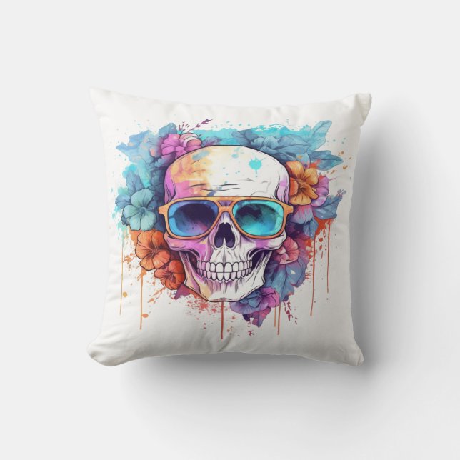 Floral Skull Shades Cushion (Front)
